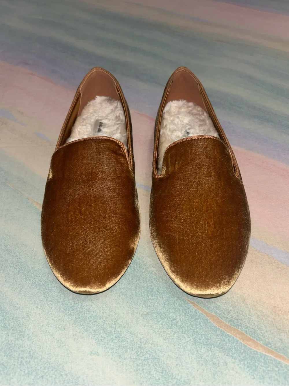 Birdies Starling Flats Amber Velvet Slip On Fuzzy Lining shoes size 9.5